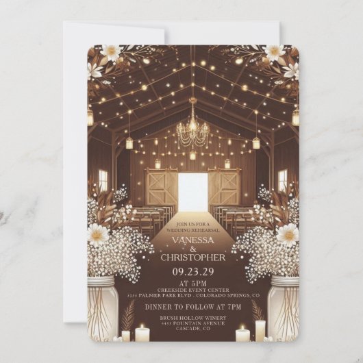 Rustikale Elegance Wedding Probe Einladung (Vorderseite)