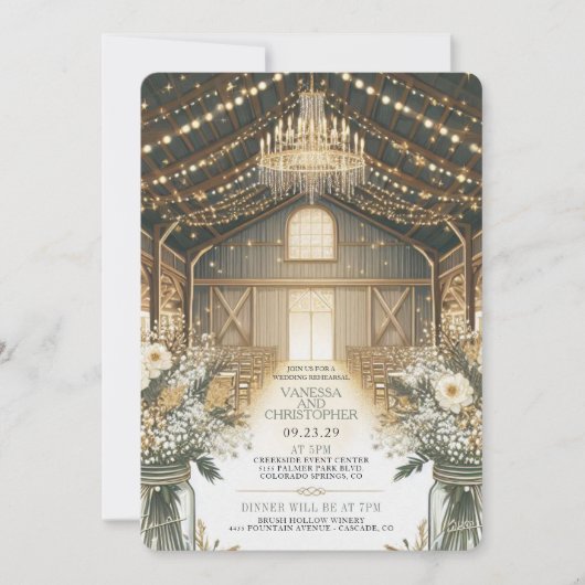 Rustikale Elegance Wedding Probe Einladung (Vorderseite)