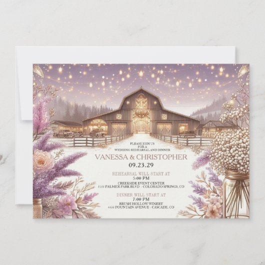 Rustikale Elegance Wedding Probe Einladung (Vorderseite)