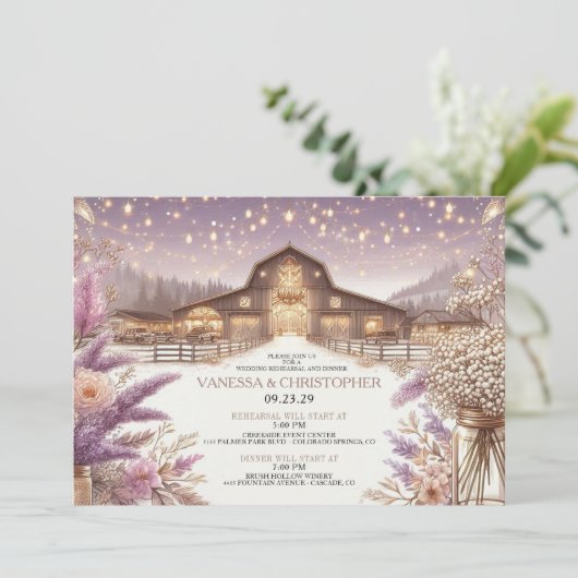 Rustikale Elegance Wedding Probe Einladung (Stehend Vorderseite)