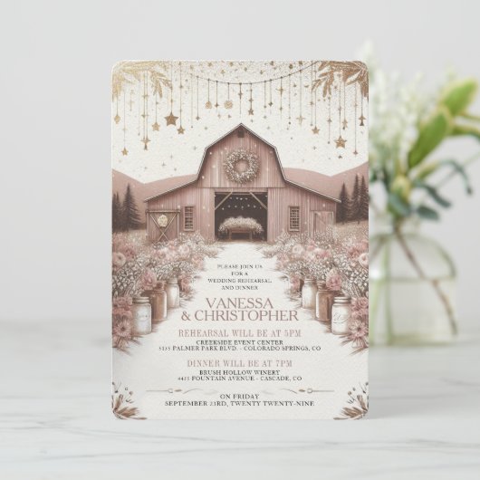 Rustikale Elegance Wedding Probe Einladung (Stehend Vorderseite)