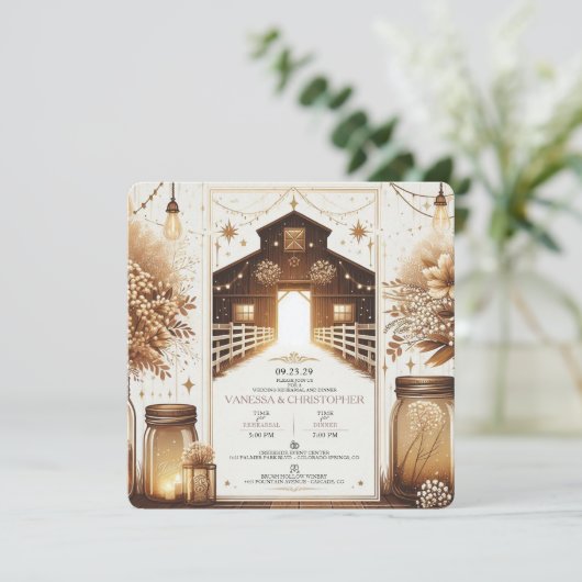 Rustikale Elegance Wedding Probe Einladung (Stehend Vorderseite)