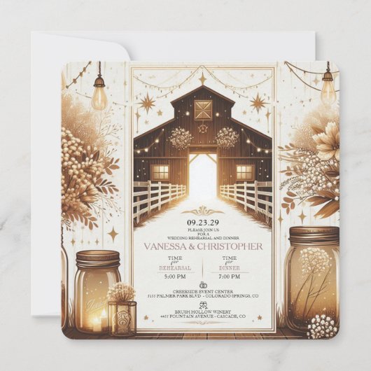 Rustikale Elegance Wedding Probe Einladung (Vorderseite)