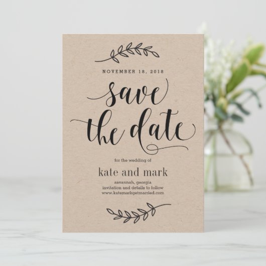 Rustikale Elegance Wedding speichern Sie die Datum Save The Date (Stehend Vorderseite)
