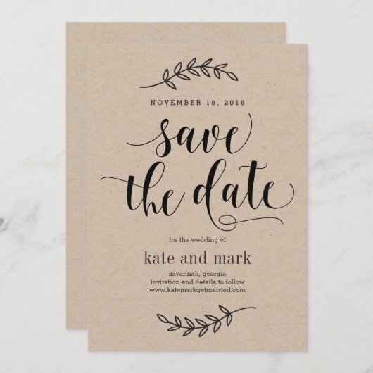 Rustikale Elegance Wedding speichern Sie die Datum Save The Date (Vorne/Hinten)