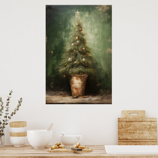 Rustikale Elegance Weihnachtsbaum im Tessin Poster (Küche)