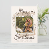 Rustikale Elegance Weihnachtsfamilie Foto Collage Feiertagskarte (Stehend Vorderseite)