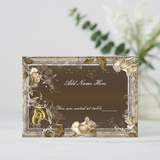 Rustikale Elegance Weißrosa Platzkarte (Stehend Vorderseite)