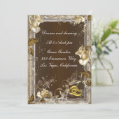 Rustikale Elegance White Rose Empfang Card Einladung (Stehend Vorderseite)