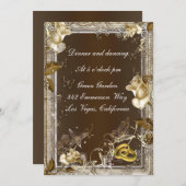 Rustikale Elegance White Rose Empfang Card Einladung (Vorne/Hinten)