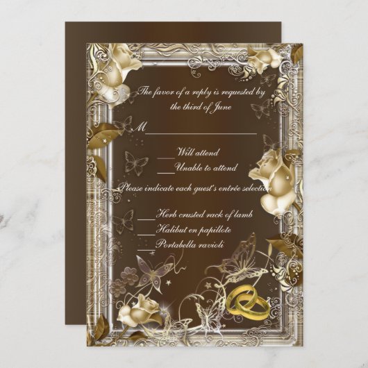 Rustikale Elegance White Rose Response Card Einladung (Vorne/Hinten)