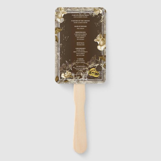 Rustikale Elegance White Rose Wedding Fächer (Rückseite)