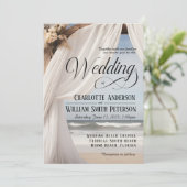 Rustikale Elegant Beach Hochzeit Einladung (Stehend Vorderseite)