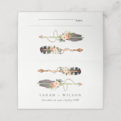 Rustikale Elegant Boho Feather Blumenarrow Hochzei Platzkarte (Außenseite Aufgefaltet)