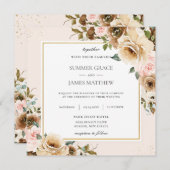 Rustikale Elegant Brown Cream Blush Blumengrün Einladung (Vorne/Hinten)