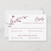 Rustikale Elegant Burgund Wildblume Hochzeit RSVP Karte (Vorderseite)