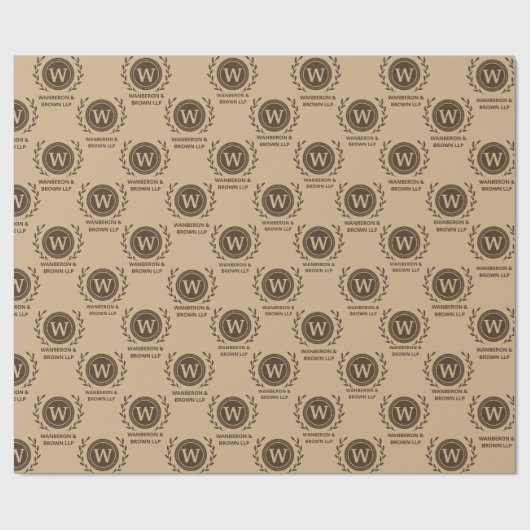 Rustikale Elegant Business Monogram Brown Geschenkpapier (Flach)