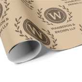 Rustikale Elegant Business Monogram Brown Geschenkpapier (Rolleneckpunkt)