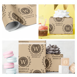 Rustikale Elegant Business Monogram Brown Geschenkpapier