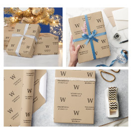 Rustikale Elegant Business Monogram Brown Geschenkpapier