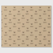 Rustikale Elegant Business Monogram Brown Geschenkpapier (Flach)