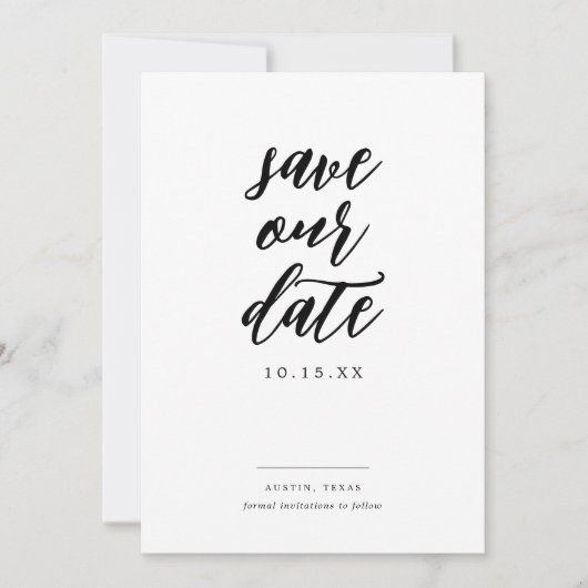 Rustikale Elegant Calligraphy Foto Wedding Save The Date (Vorderseite)