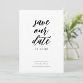 Rustikale Elegant Calligraphy Foto Wedding Save The Date (Stehend Vorderseite)