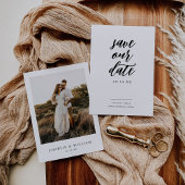 Rustikale Elegant Calligraphy Foto Wedding Save The Date