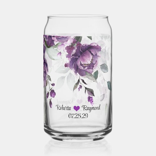 Rustikale Elegant Dark Lila Peonies Dosenglas (Rückseite)