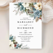 Rustikale Elegant Dusty Blue Floral Winter Wedding
