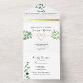 Rustikale Elegant Eukalyptus Greenerity Wedding Al All In One Einladung (Innen Boden)