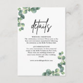 Rustikale Elegant Eukalyptus Grüne Hochzeit Detail Begleitkarte (Vorderseite)