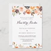 Rustikale Elegant Fall Spanische Hochzeit der Blum Einladung (Vorderseite)