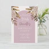 Rustikale Elegant Floral 20. Geburtstag Einladunge Einladung (Stehend Vorderseite)