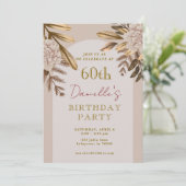 Rustikale Elegant Floral 60. Geburtstag Einladunge Einladung (Stehend Vorderseite)