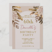 Rustikale Elegant Floral 60. Geburtstag Einladunge Einladung (Vorne/Hinten)