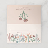 Rustikale Elegant Floral Boho Wildblumen Hochzeit Platzkarte (Außenseite Aufgefaltet)