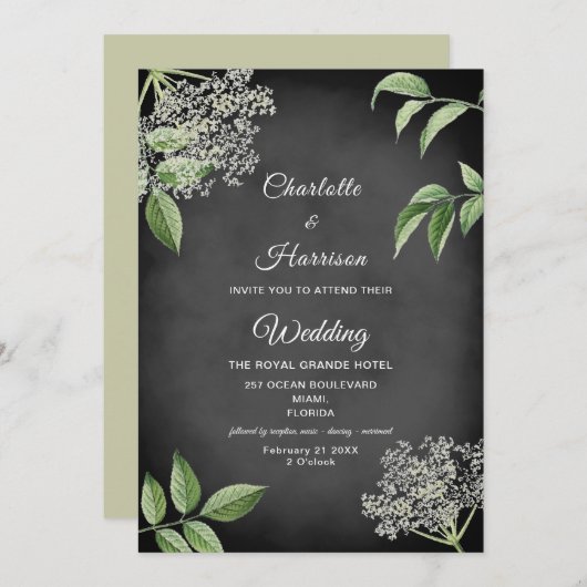 Rustikale Elegant Floral Wedding Einladung (Vorne/Hinten)