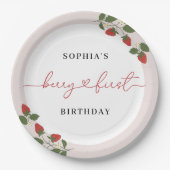 Rustikale Elegant Girl's Berry Erster Geburtstag P Pappteller (Vorderseite)