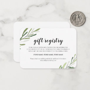 Rustikale Elegant Greenerity Gift Registrierungska Mitteilungskarte