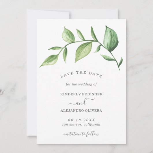 Rustikale Elegant Greenerity Wedding Save The Date (Vorderseite)
