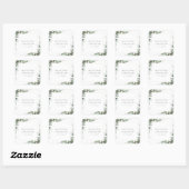 Rustikale Elegant Grüne Eukalyptus Wedding Quadratischer Aufkleber (Blatt)
