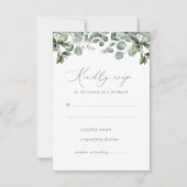 Rustikale Elegant Grüne Eukalyptus Wedding RSVP Karte (Vorderseite)