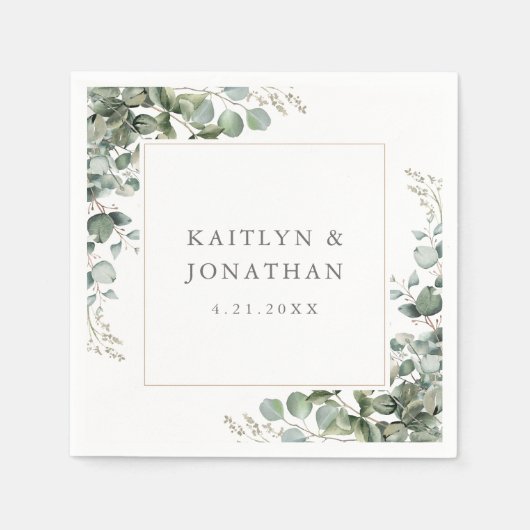 Rustikale Elegant Grüne Eukalyptus Wedding Serviette (Vorderseite)