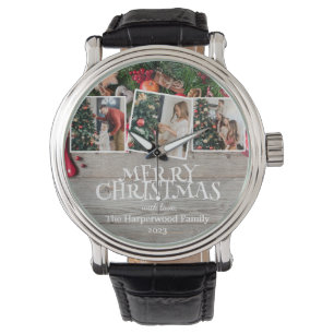 Rustikale Elegant Jockey Weihnachtsfamilie Foto Co Armbanduhr
