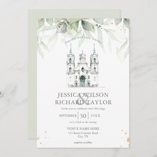 Rustikale Elegant katholische Kirchenkapelle Einladung (Vorne/Hinten)