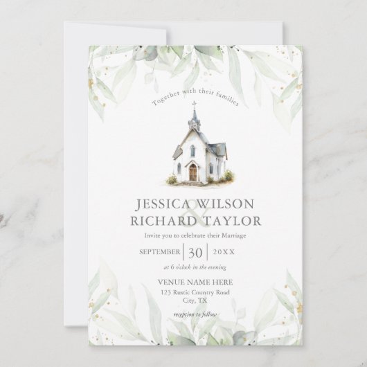 Rustikale Elegant katholische Kirchenkapelle Einladung (Vorderseite)