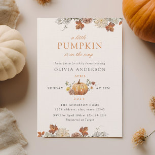 Rustikale Elegant Little Pumpkin Fall Babydusche Einladung