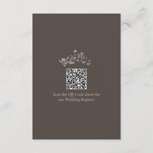 Rustikale Elegant Mocha Script-Wildblumen Hochzeit Begleitkarte (Rückseite)