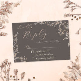 Rustikale Elegant Mocha Wildblume Hochzeitskarte RSVP Karte